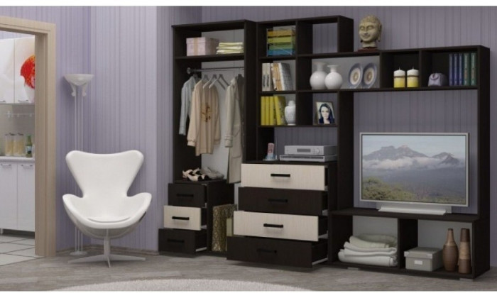 Модульная гостиная Нота-11 ЛДСП, композиция 2 (Венге / Ясень шимо светлый)