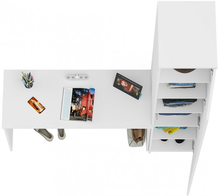 Мори письменный стол МСП1200.1 + Пенал МШ400.1, белый