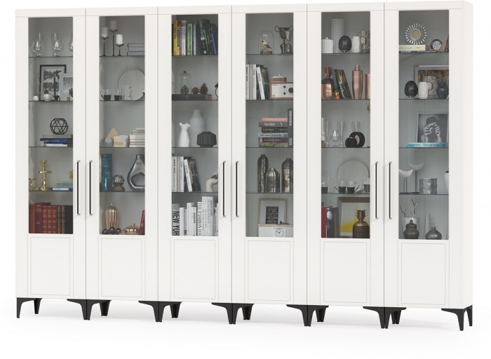 Валенсия Гостиная № 132, цвет ЛДСП белый шагрень/МДФ белый шагрень, ШхГхВ 330х38,1х225,2 см.