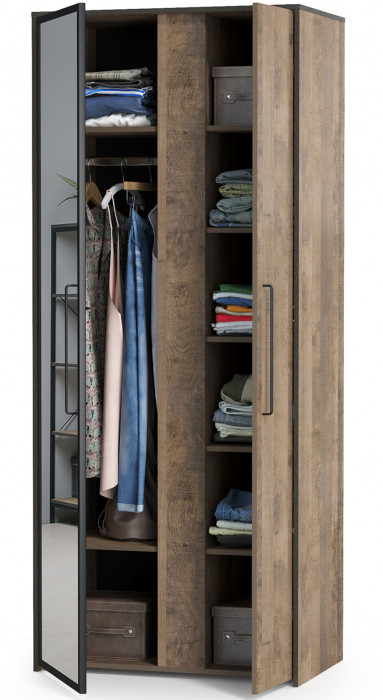 Трувор 13.204.01 Шкаф с зеркалом, цвет дуб гранж песочный/интра, ШхГхВ 88х54х210 см., зеркало, универсальная сборка