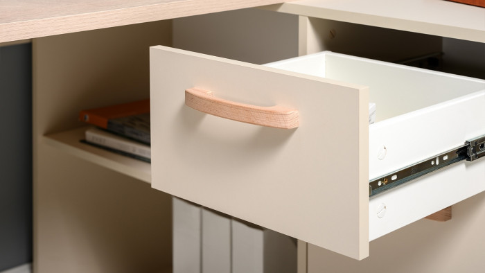 Лайт Стол письменный 03.245F, цвет сатин/дуб эндгрейн элегантный, ШхГхВ 136х139,2х75,2 см.(угловой) или 203,5х68х75,2 см.(прямой), универс. сборка