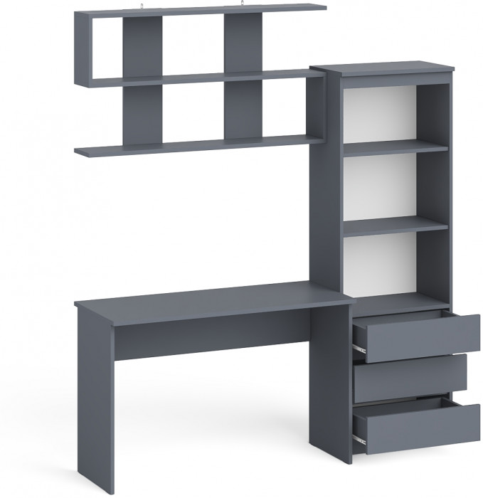 Мори письменный стол МСП1200.1 + Стеллаж МСТ600.3 + Полка 1200, графит