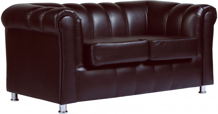 Диван Брайтон 2-х местный, экокожа, коричневая