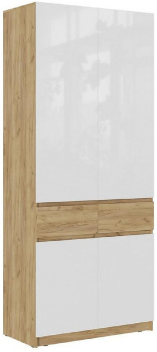 Модульная прихожая Роджина, крафт золотой/белый глянец (Дуб Крафт Золотой, Белый глянец)