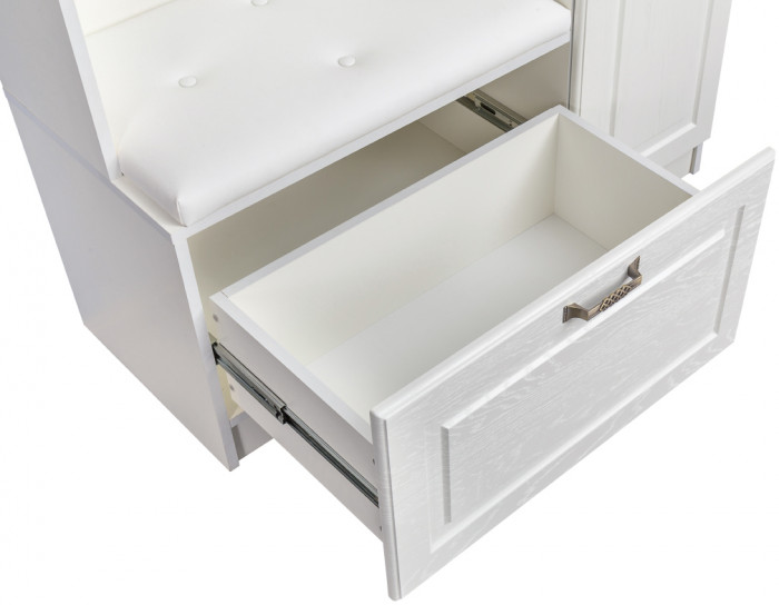 Ливерпуль Шкаф многоцелевого назначения 13.21 + карниз, ясень ваниль/белый