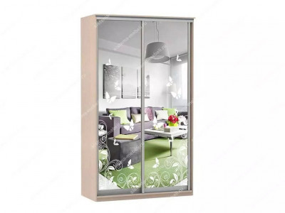 Шкаф купе Модерн 1190х450 2-х дверный зеркальный с пескоструем №4 ясень