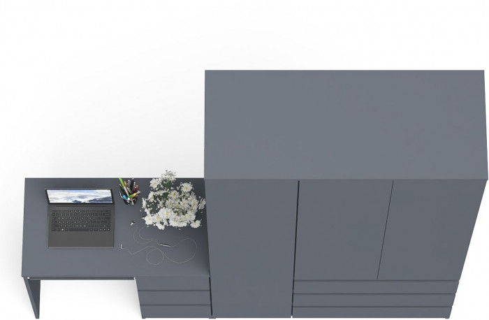 Мори Стол компьютерный МС-6 правый + Шкаф МШ1200.1, цвет графит, ШхГхВ 210,4х50,4х209,6 см., выдвижные ящики справа, НЕ универсальная сборка