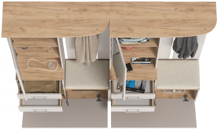 Два шкафа с вешалкой Домино 2-3431дкз/к.с, дуб крафт золотой/кашемир серый