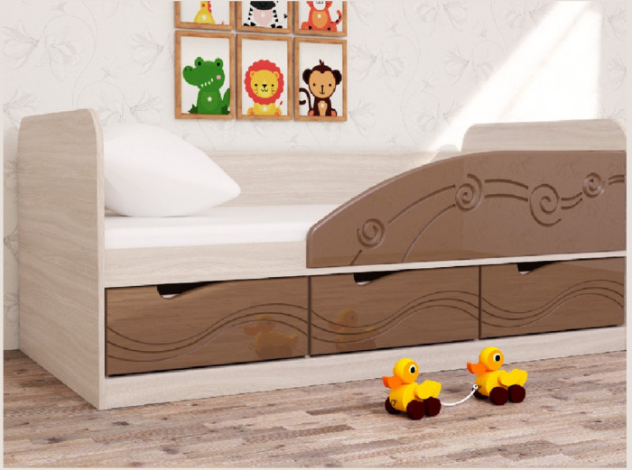 Кровать Бриз-4 80х160 Волна (Антарктида/Белый/Левый)