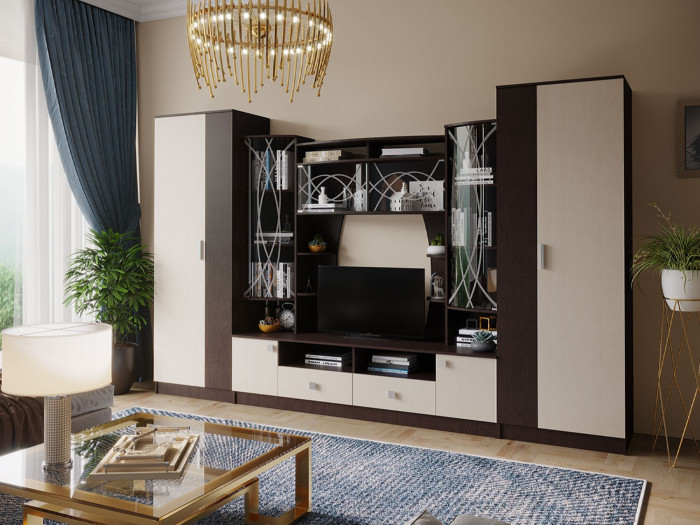 Гостиная Женева ЛДСП (Венге / дуб беленый)