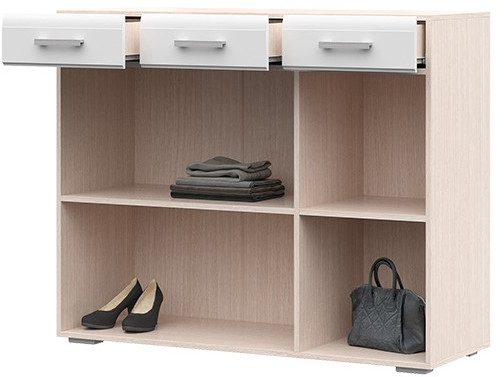 Симба комод (1200*985*442) дуб белфорт/белый глянец