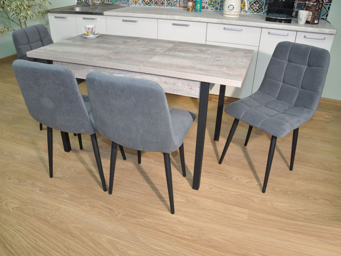 Обеденная группа Колорадо / Стул Х 4 шт. / Бетон темный/черный / бид 21