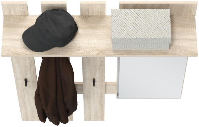 Лира ГК 2-3814дубсон Вешалка с зеркалом, дуб сонома