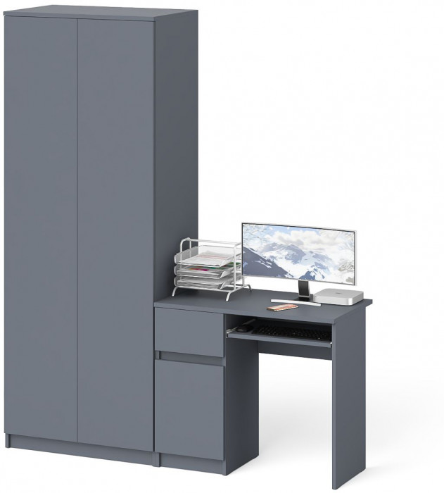 Мори компьютерный стол МС-1 левый + Шкаф МШ800.1, графит