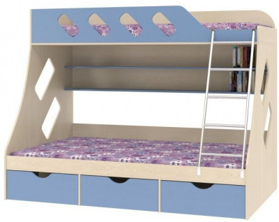 Дельта-20.01 Детская двухъярусная кровать с лестницей (Оранжевый, Дуб молочный)