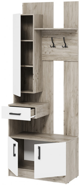 Вешалка Вега ВШ-1, Дуб крафт серый, Белый