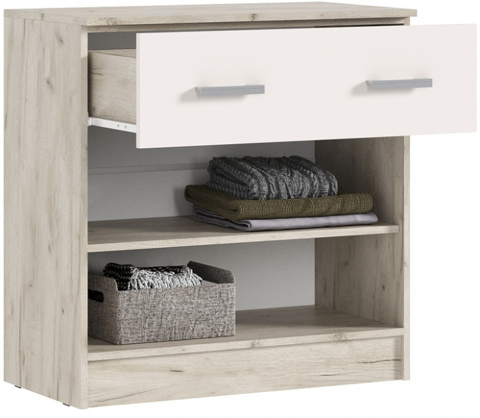 Комод Бася 1 ящик 2 двери, Крафт серый/Кашемир