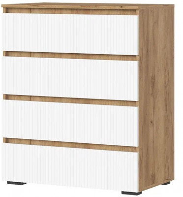 Хелен КМ 02 Комод 802 4 ящика (0,802х0,958х0,460) белый супер/дуб крафт золото