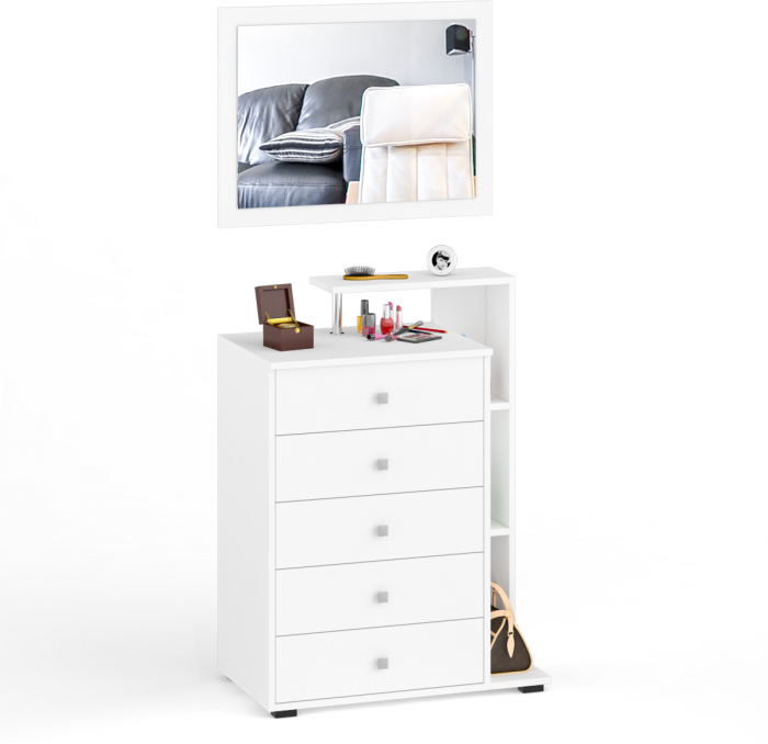 Камелия Комод + Зеркало, цвет белый, ШхГхВ 80х46,8х178 см., НЕ универсальная сборка