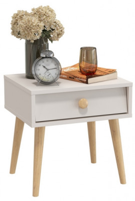 Афина Спальня 4-09901М1к.с. Тумба прикроватная, цвет кашемир серый, ШхГхВ 45х37х45 см., цвет ножек: тик