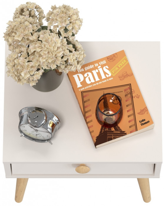 Афина Спальня 4-09901М1к.с. Тумба прикроватная, цвет кашемир серый, ШхГхВ 45х37х45 см., цвет ножек: тик