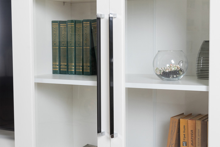 Валенсия Гостиная № 121, ЛДСП белый шагрень/МДФ белый шагрень