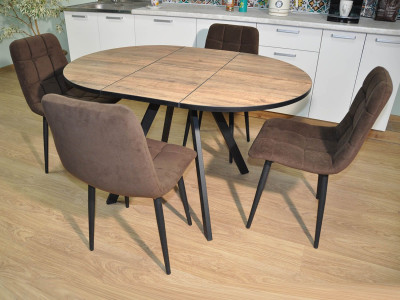 Обеденная группа Нарди / Стул Х 4 шт. / Дуб Веллингтон/черный / бид 10