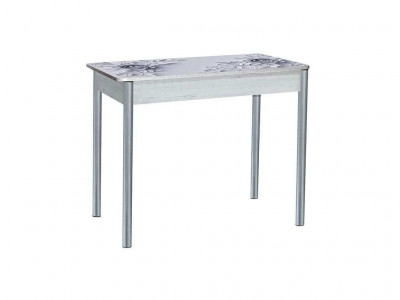 Нью йорк фотопечать стол обеденный раздвижной / цветы на сером/бетон белый/металлик