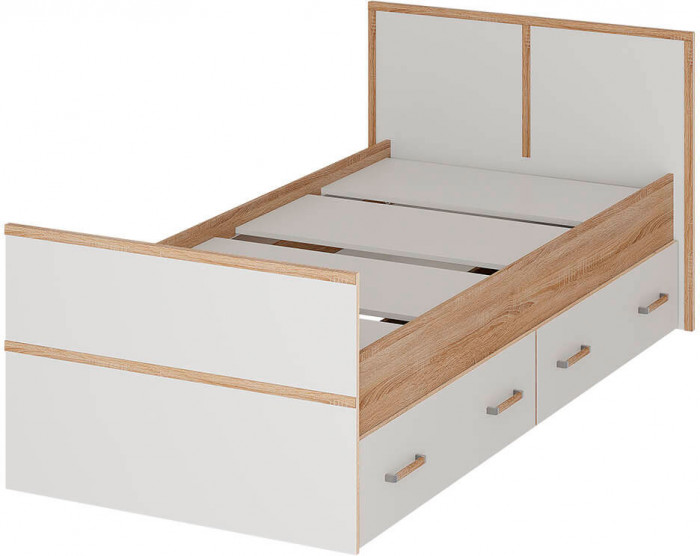 "Сакура" кровать 0,9м LIGHT (1050х860х2034) дуб сонома/белый