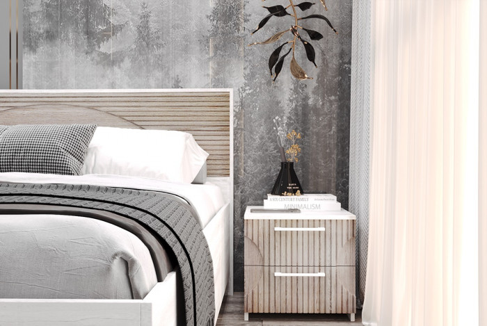 Кровать 160х200 с подъемным основанием "Монтале" - Бетон пайн светлый/Астана роузвуд