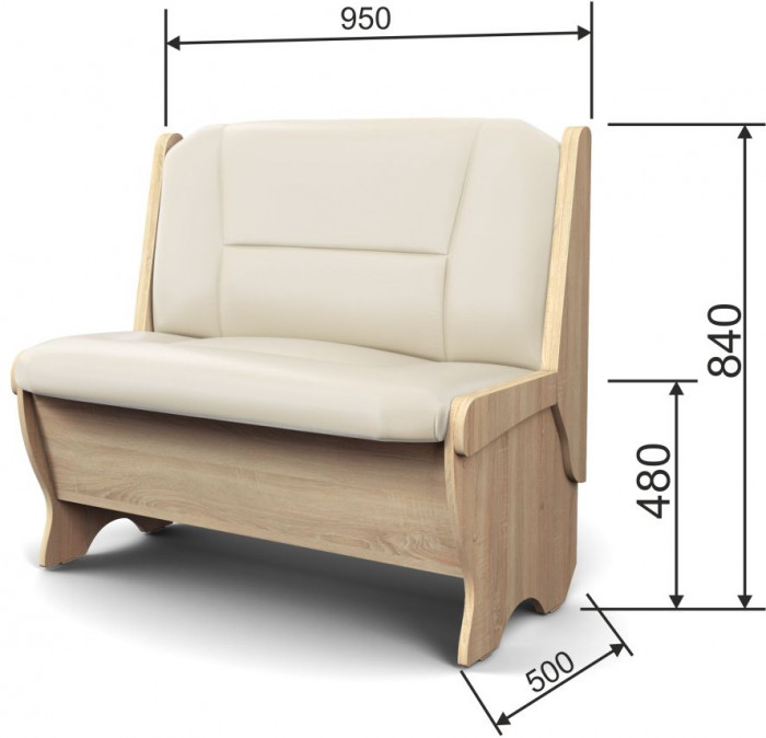 Скамья Лотос 950 дуб сонома/крем