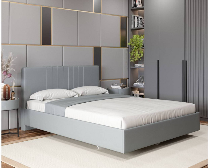 Кровать с латами Соло 140*200, Светло-серый