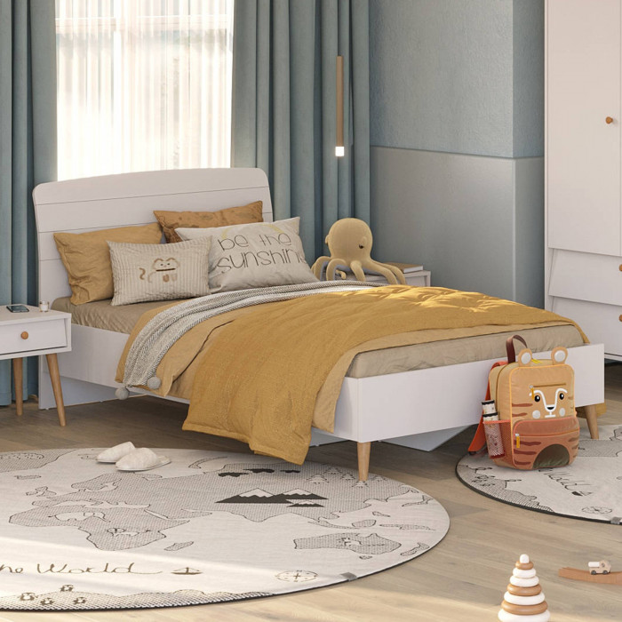 Афина Спальня 4-22905М1к.с. Кровать 1200, цвет кашемир серый, ШхГхВ 123,6х210,2х95,7 см., сп.м. 1200х2000 мм, б/м, основание есть - фанера, ножки: тик