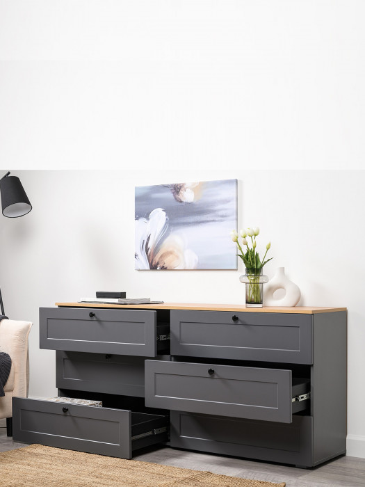 Остин 16.240 Комод, серый графит/дуб крафт золотой