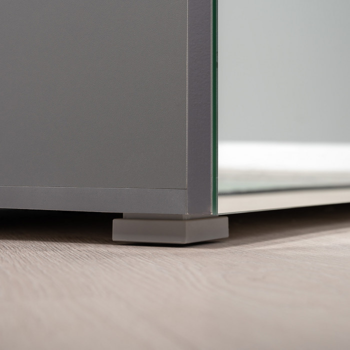 Октава 13.338 Шкаф для одежды + 13.228 Пенал, цвет серый графит/дуб крафт золотой/фасады МДФ серый графит и зеркало, ШхГхВ 96,4х35,3х197,6 см, ун. сб.