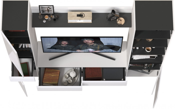 Сидней Комплектация № 053, корпус: белый/чёрный/фасады: МДФ белый глянец