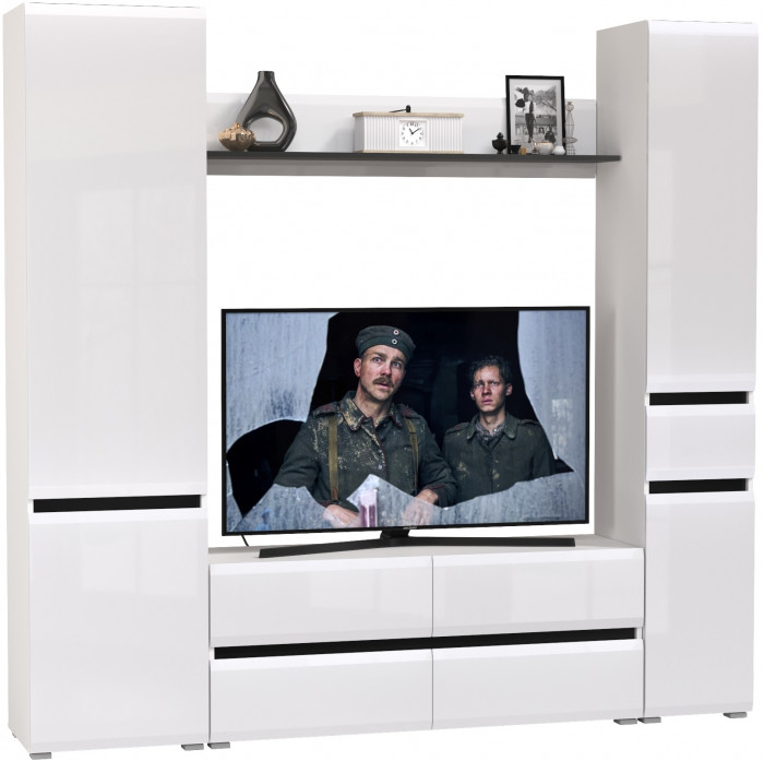 Сидней Комплектация № 053, корпус: белый/чёрный/фасады: МДФ белый глянец