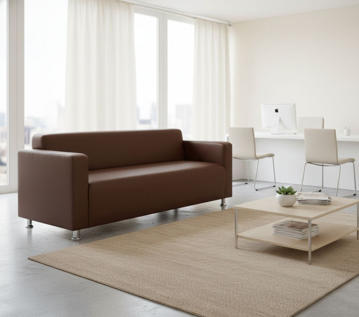 Диван прямой Томи, 160 см, экокожа, коричневый