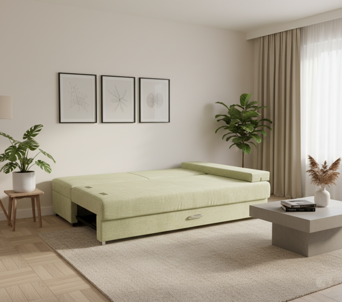 Диван-еврокнижка Амстердам Мини люкс, 150, велюр бежевый