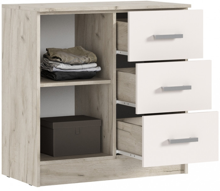 Комод Бася 3 ящика 1 дверь, Крафт серый/Кашемир