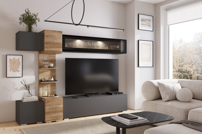 Гостиная "Рейн" ГС-01 графит/дуб каньон