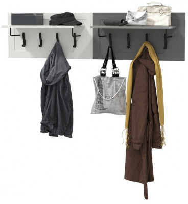 Остин 15.12 Вешалка + 15.12 Вешалка, цвет белый шагрень/серый графит, ШхГхВ 159,4х29,6х39,7 см., универсальная сборка