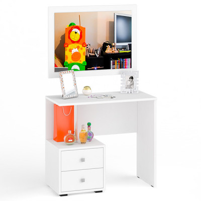 Камелия Стол косметический + Зеркало, цвет белый, ШхГхВ 85х40х145 см., НЕ универсальная сборка