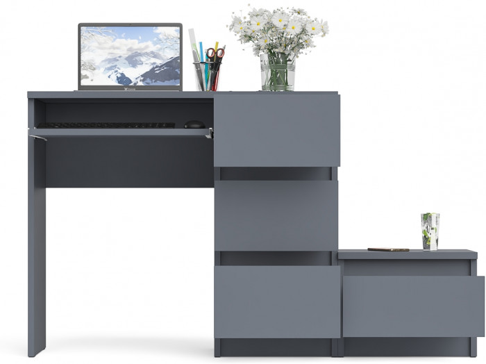 Мори компьютерный стол МС-6 правый + Тумба ТМП400.1, графит