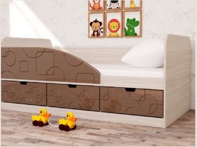 Кровать Бриз-4 80х160 Квадрат (Ясень шимо светлый/Шоколад/Квадрат)