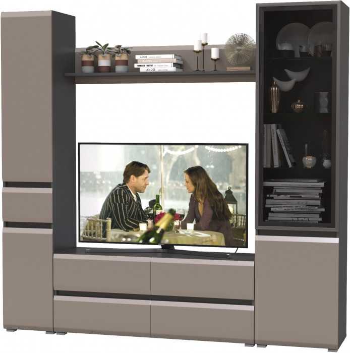 Сидней Комплектация № 054, корпус: антрацит/фасады: МДФ веллюто капучино