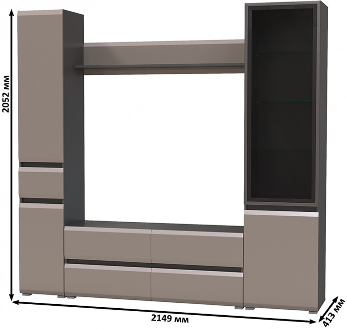 Сидней Комплектация № 054, корпус: антрацит/фасады: МДФ веллюто капучино