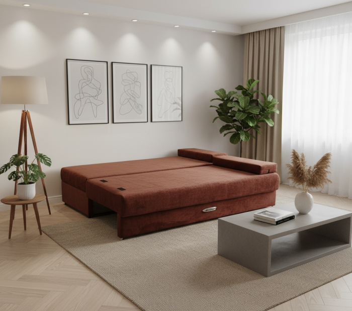 Диван-еврокнижка Амстердам Мини люкс, 150, велюр коричневый