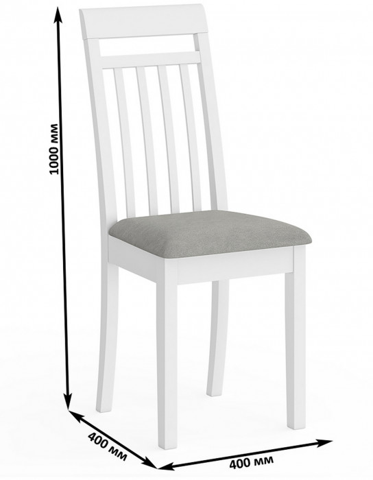 Стул Мебель--24 разборный Гольф-11, цвет белый, обивка ткань велюр серый 63, ШхГхВ 40х40х100 см., от пола до верха сиденья 47 см.