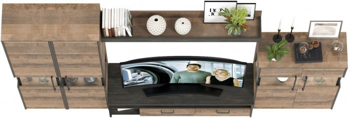 Трувор Гостиная 039, цвет дуб гранж песочный/интра, ШхГхВ 325,2х45,4х210 см., универсальная сборка